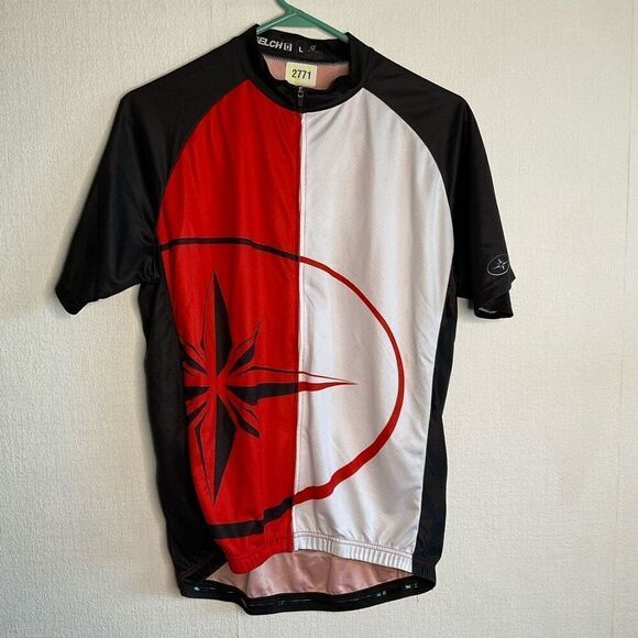 Polaris Adventure Cycling Jersey Red Black Bike Bicycle Breathable Shirt ZipUp L - Picture 1 of 7